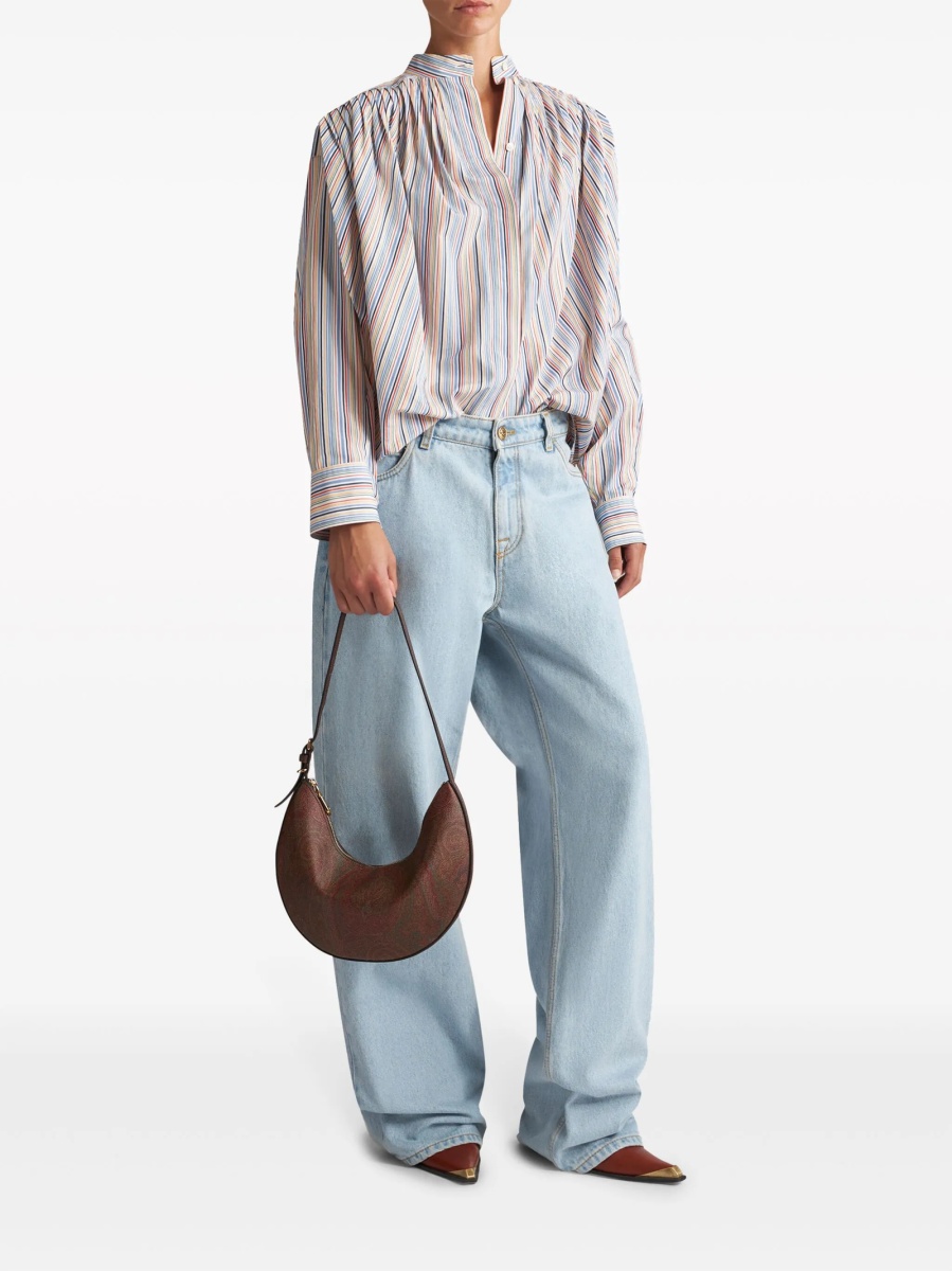 Geanta de umar ETRO maro din piele si polyester - Img 2