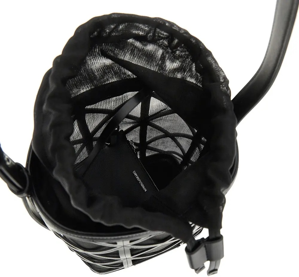 Geanta de umar Faux leather and mesh bucket bag - Img 3