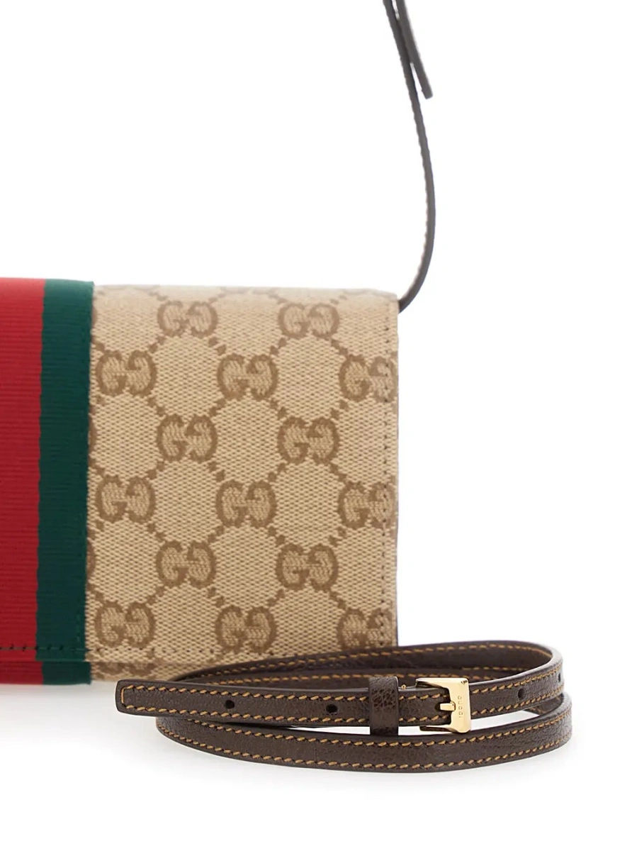 Geanta de umar Gucci bej din textil - Img 3