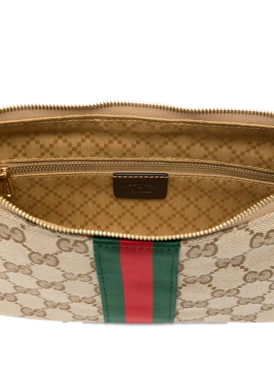 Geanta de umar Gucci neutra din material textil si piele - Img 5