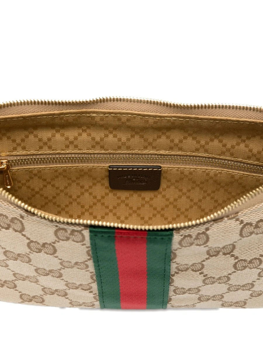 Geanta de umar Gucci neutra din material textil si piele - Img 5
