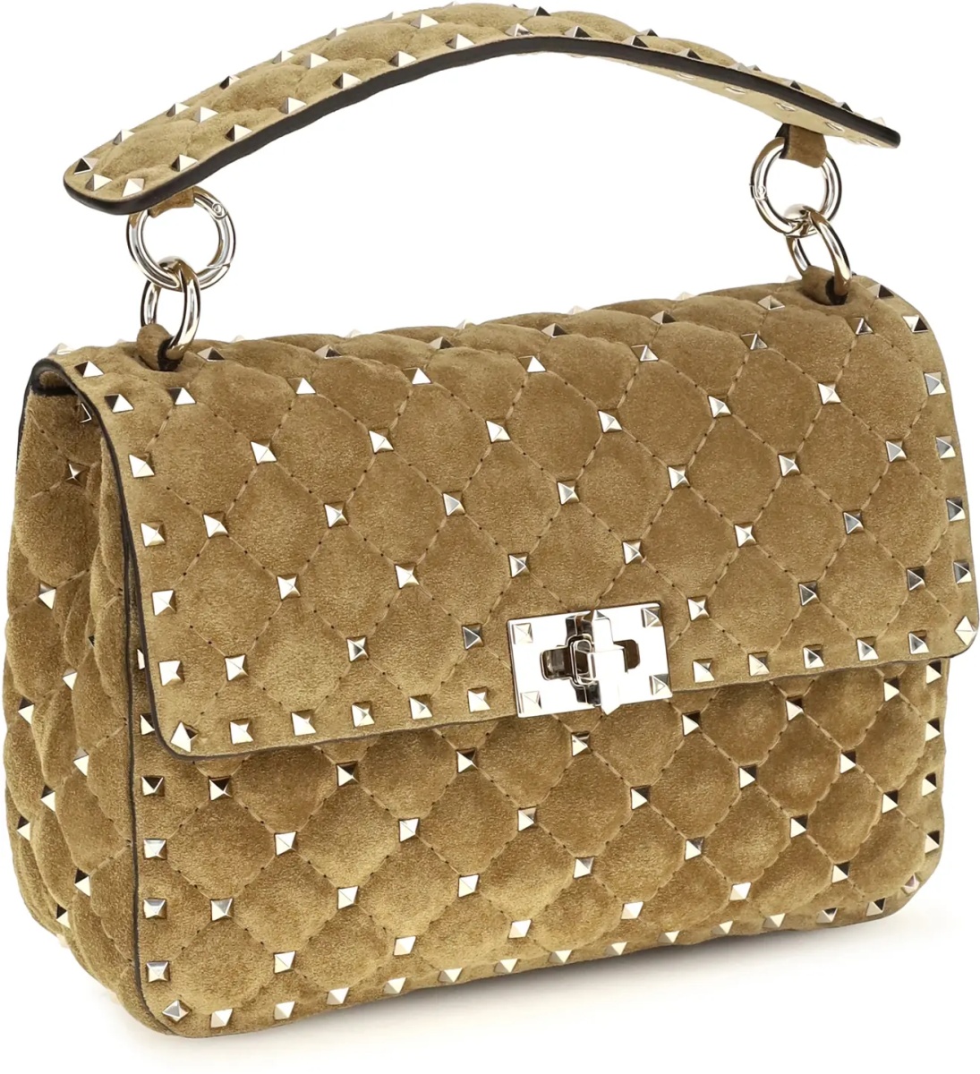 Geanta de umar Medium Rockstud Spike suede Top Handle Bag - Img 2