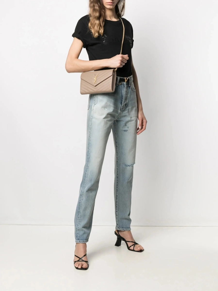 Geanta de umar Saint Laurent bej din piele 'Cassandre' - Img 4
