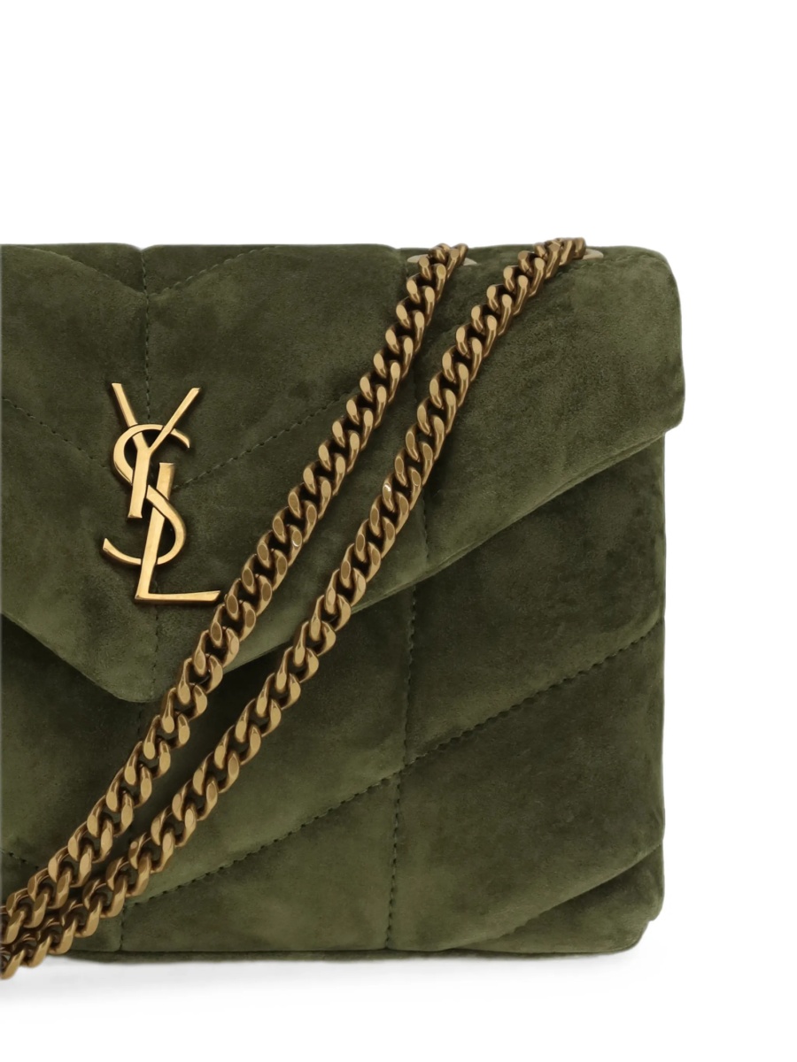 Geanta de umar Saint Laurent Loulou verde din piele intoarsa - Img 4