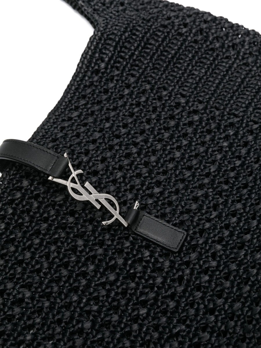 Geanta de umar Saint Laurent neagra din rafie si alama - Img 4