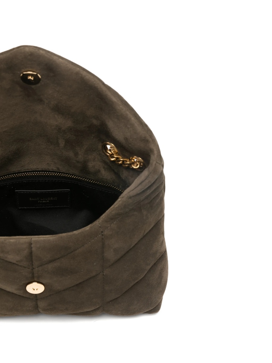 Geanta de umar Saint Laurent Puffer maro din piele intoarsa - Img 5