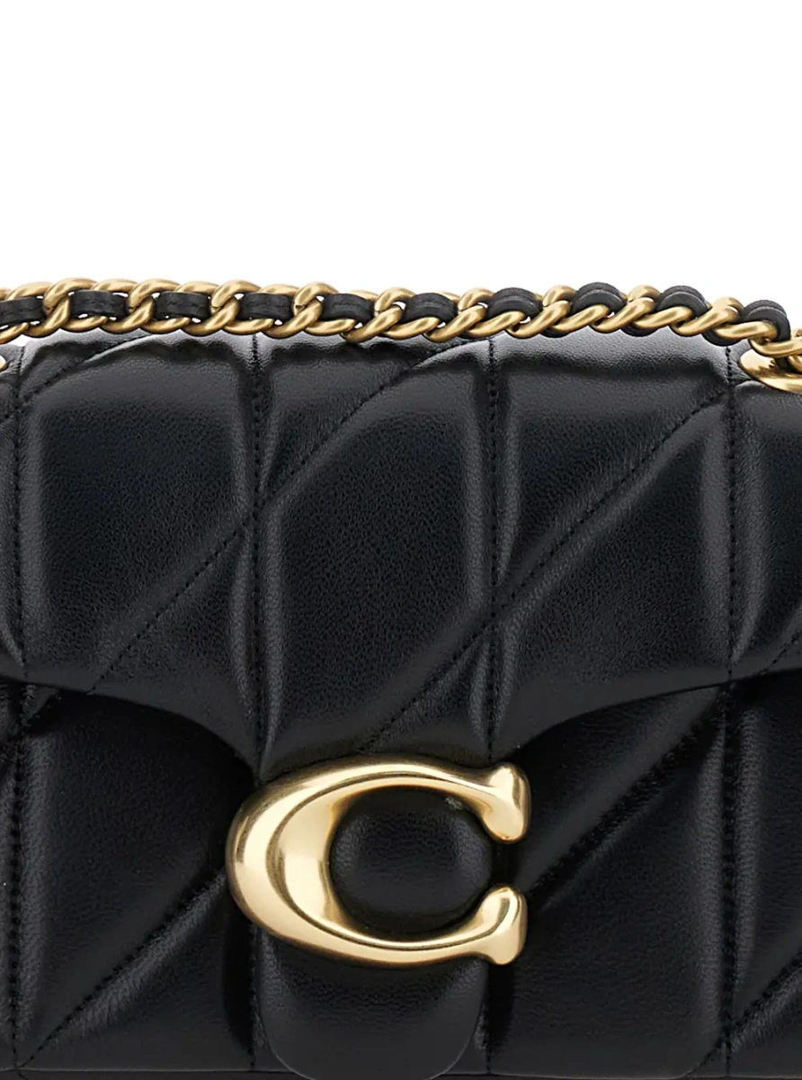 Geanta de umar Shoulder Bag 'Tabby 20' Quilted with Leather and Chain Straps and Logo Plate on the Front in Black Leather for Women - Img 3