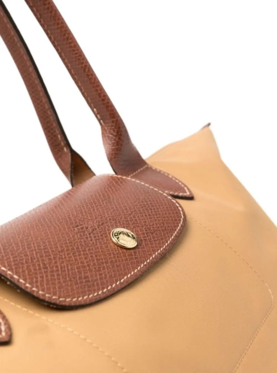 Geanta de umar Shoulder Bag with Button Closure in Beige Leather for Women - Img 4