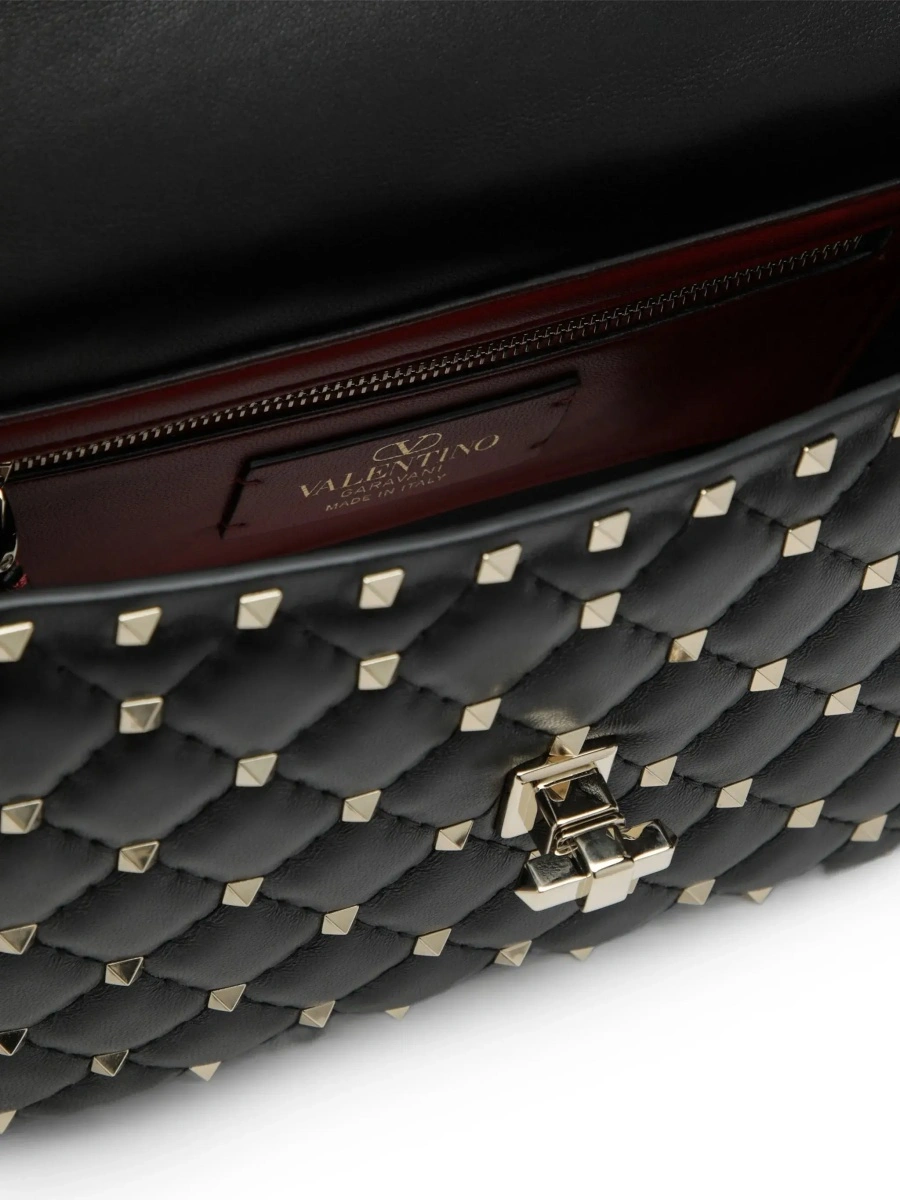 Geanta de umar 'Spike Medium' black Crossbody bag with all-over applied Rockstud in leather for women - Img 6