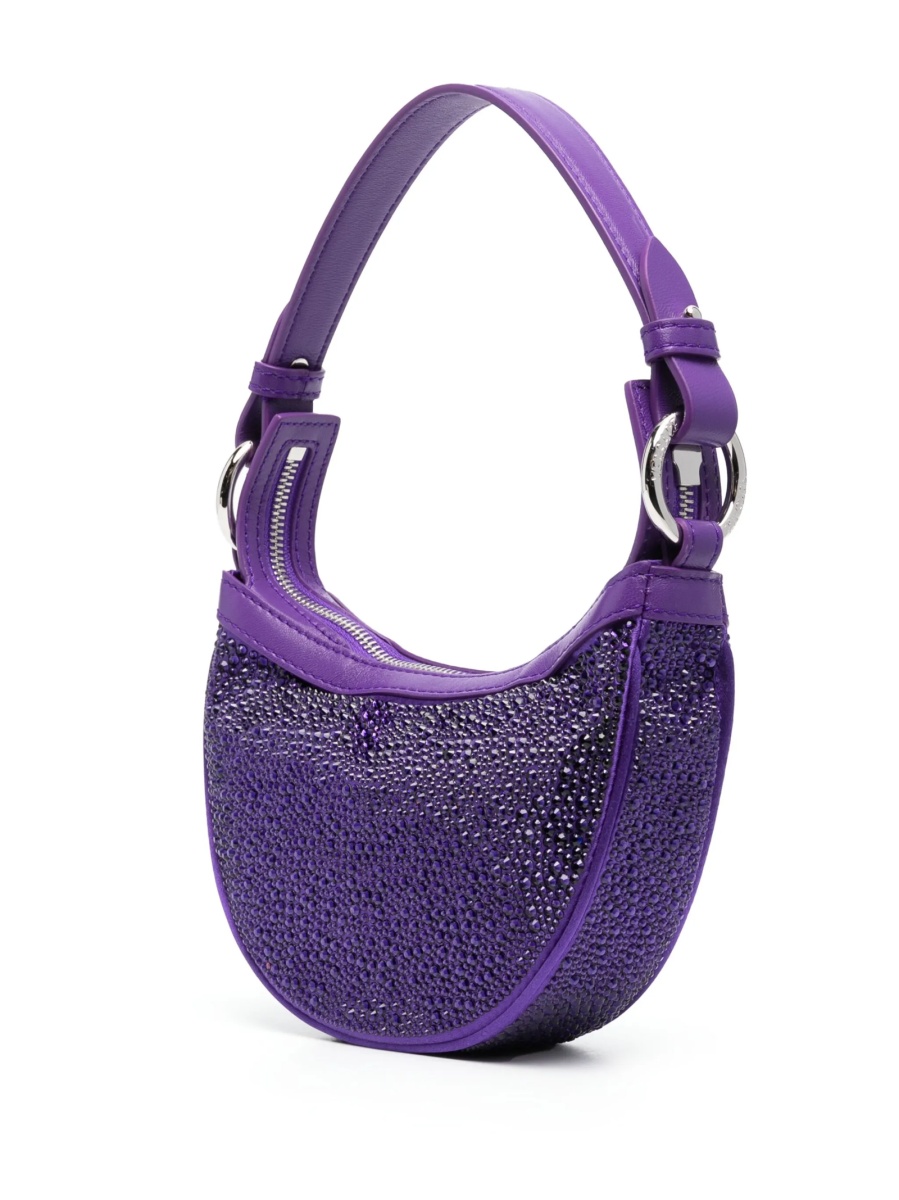Geanta de umar Versace violet din material textil si piele - Img 4