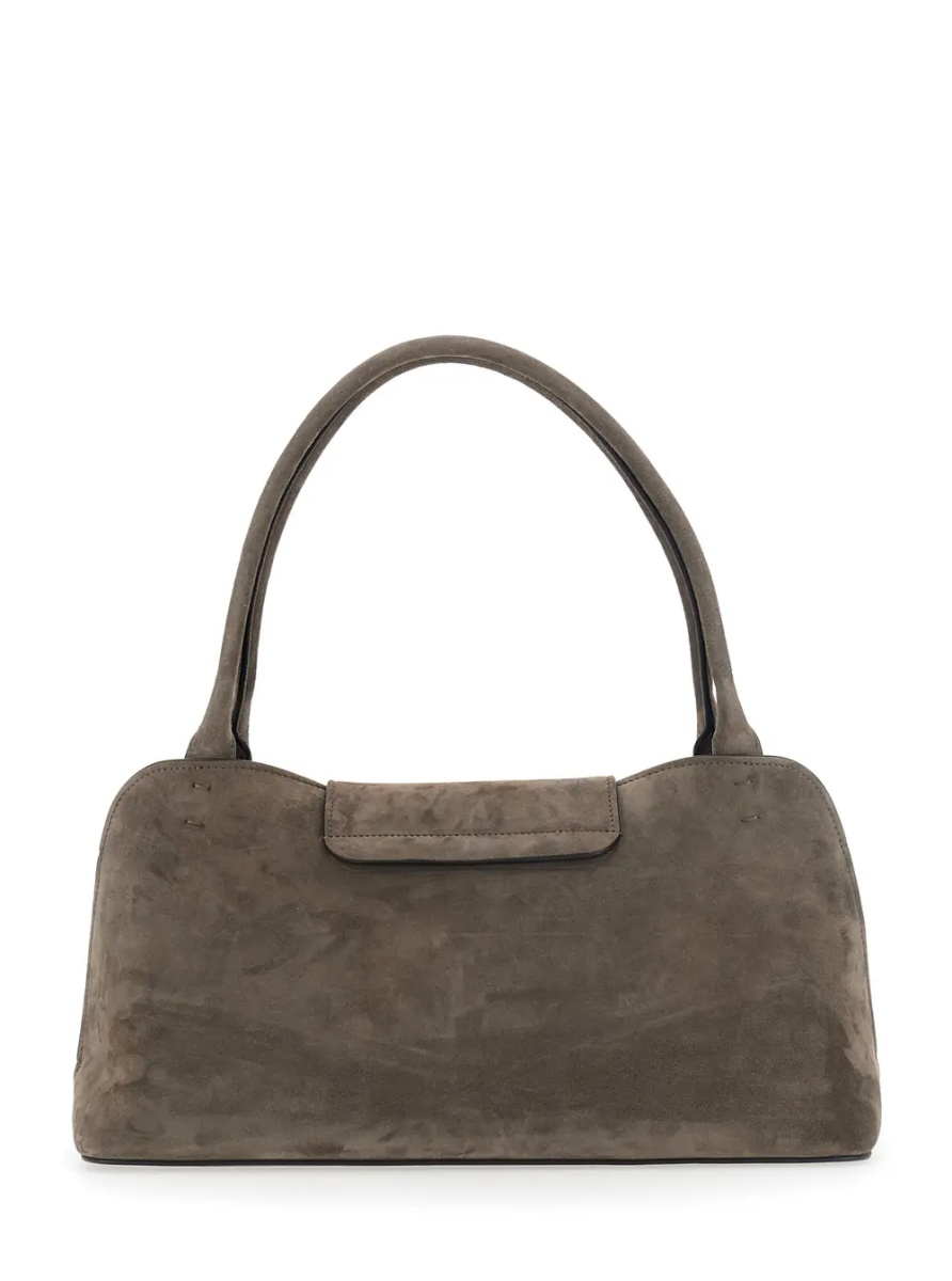 Geanta de umar 'Vivian East West' Brown Shoulder Bag with Clasp Closure and Medusa Plaque in Suede for Women - Img 2