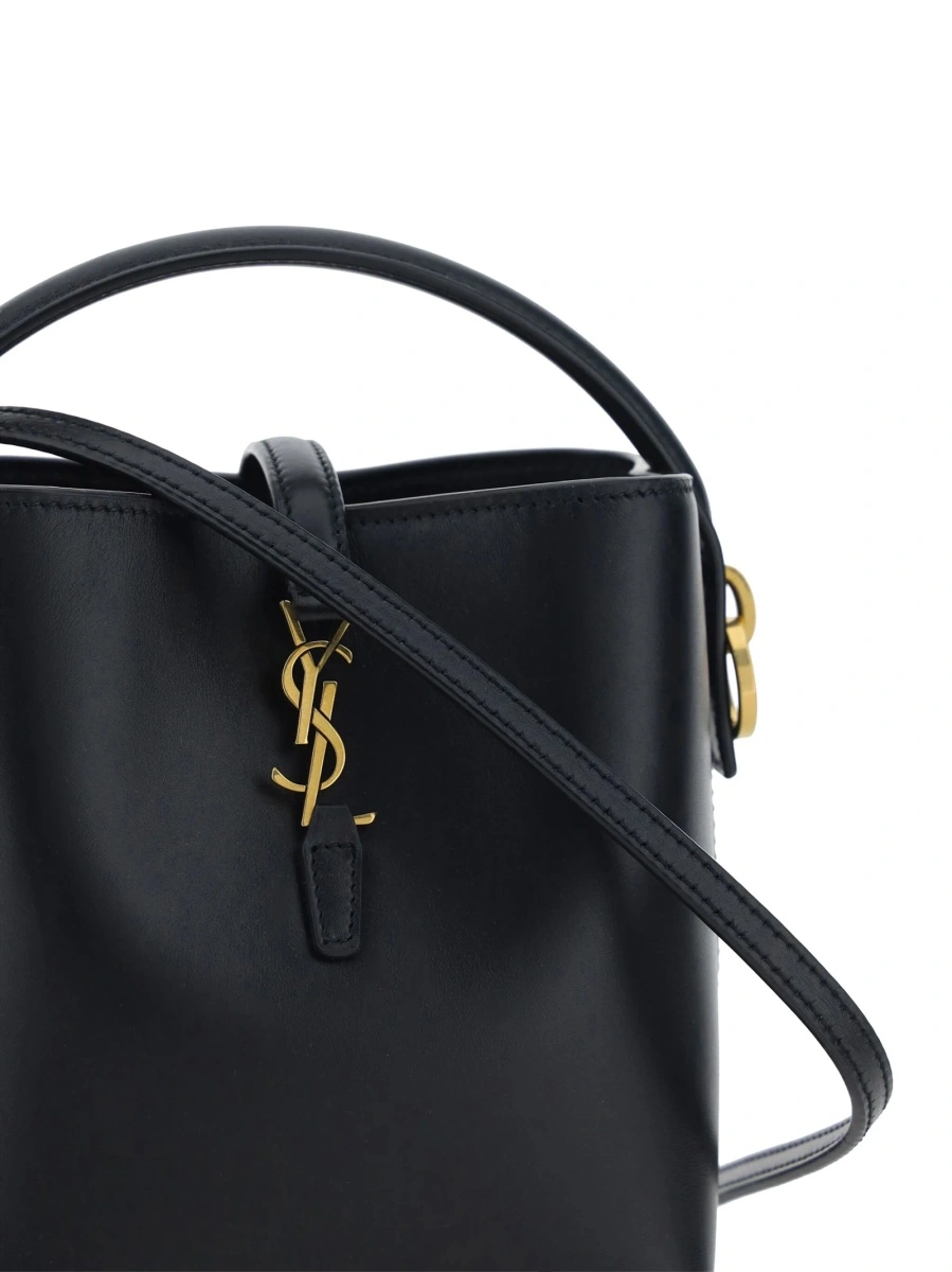 Geanta mini Saint Laurent neagra din piele si metal - Img 3