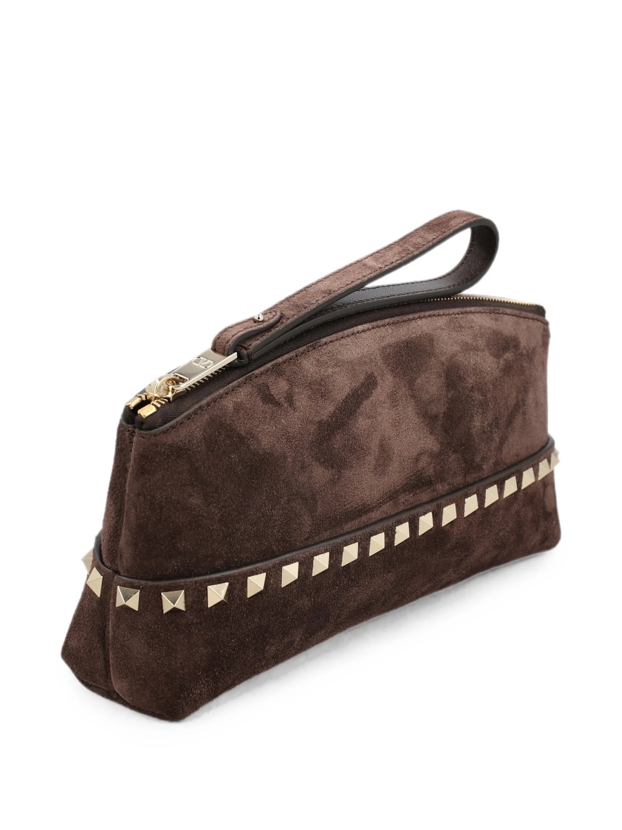 Geanta plic Valentino Garavani Rockstud maro din piele intoarsa - Img 3