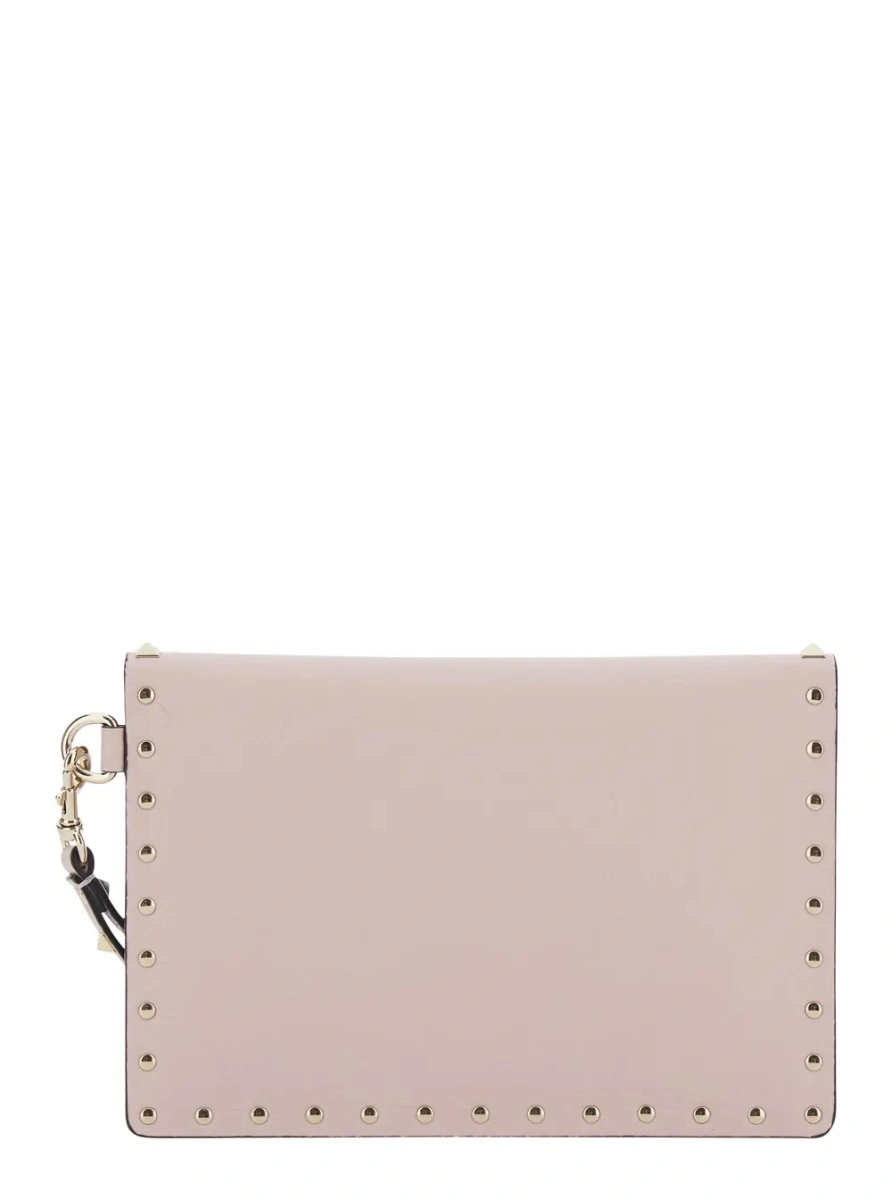 Geanta plic Valentino Garavani 'Rockstud' roz din piele - Img 2