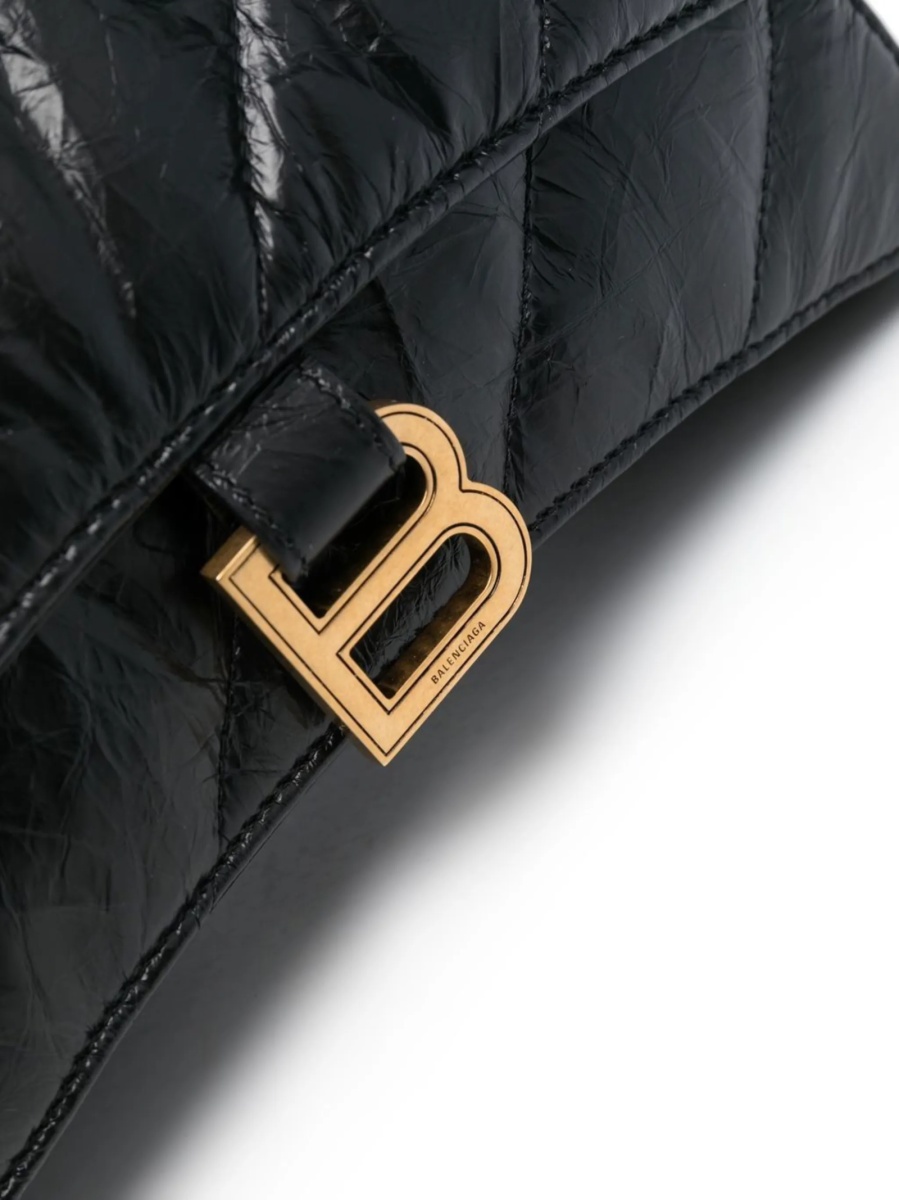 Geanta tip postas Balenciaga Hourglass neagra din piele - Img 5