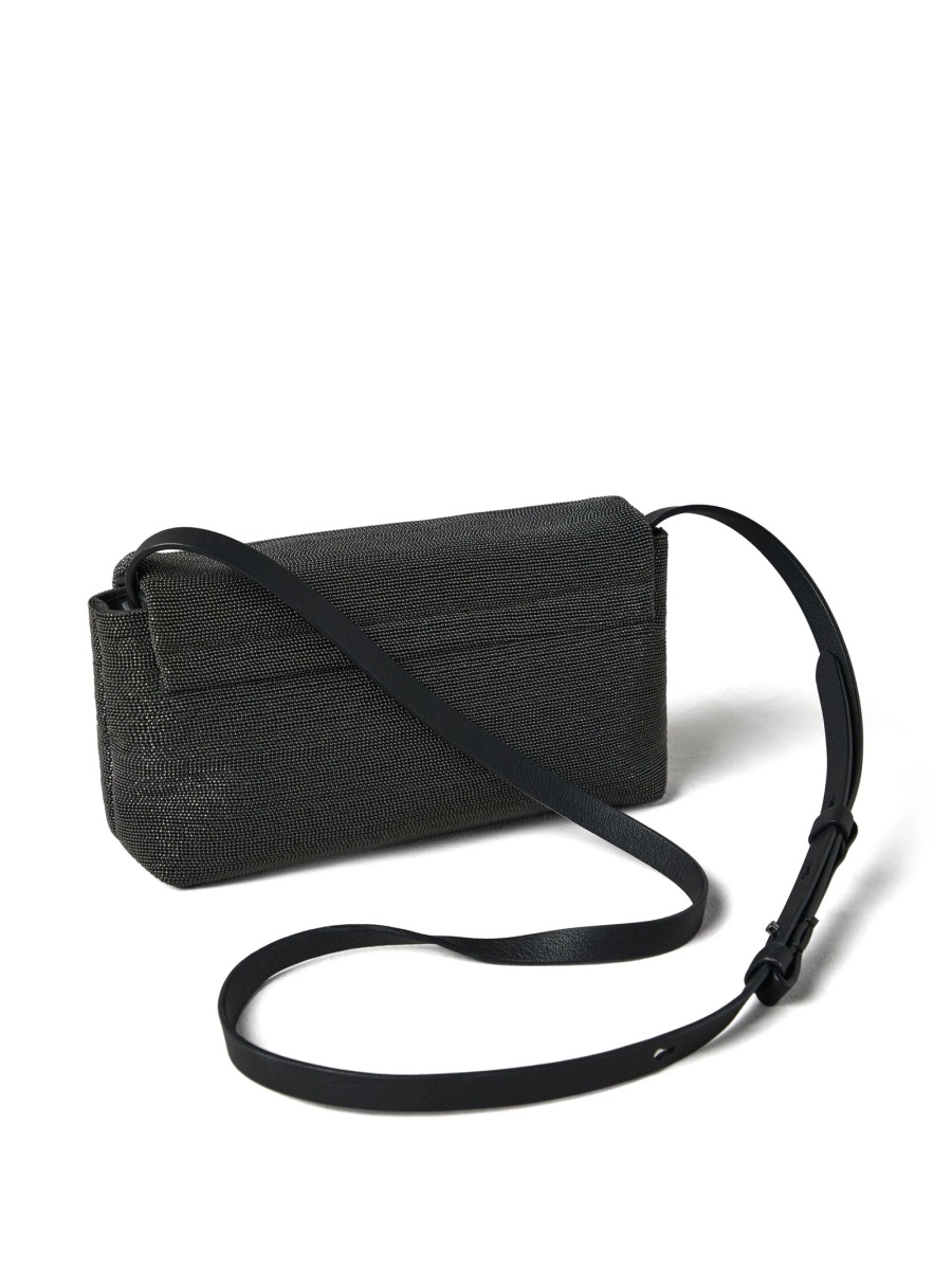 Geanta tip postas Brunello Cucinelli neagra din piele si alama eco - Img 3