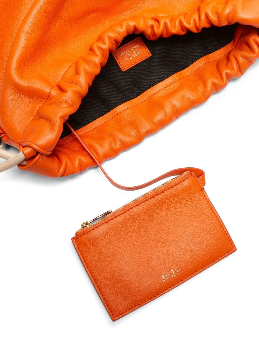 Geanta tip postas N°21 portocalie din piele nubuck - Img 4