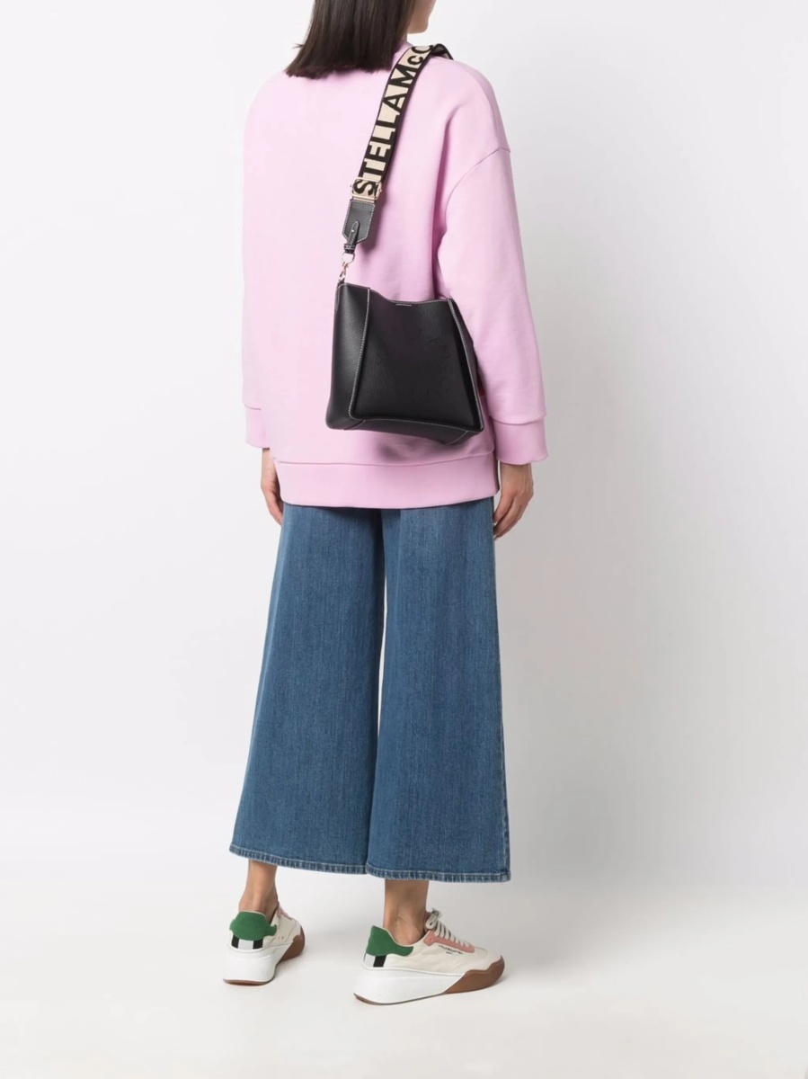 Geanta tip postas Stella McCartney neagra din poliuretan si poliamida - Img 2