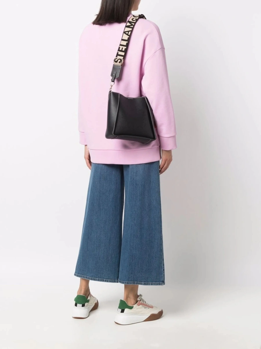 Geanta tip postas Stella McCartney neagra din poliuretan si poliamida - Img 2