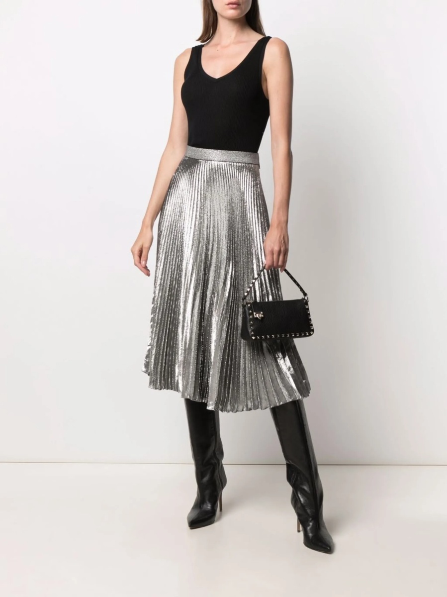 Geanta tip postas Valentino Garavani Rockstud neagra din zamak si piele - Img 2