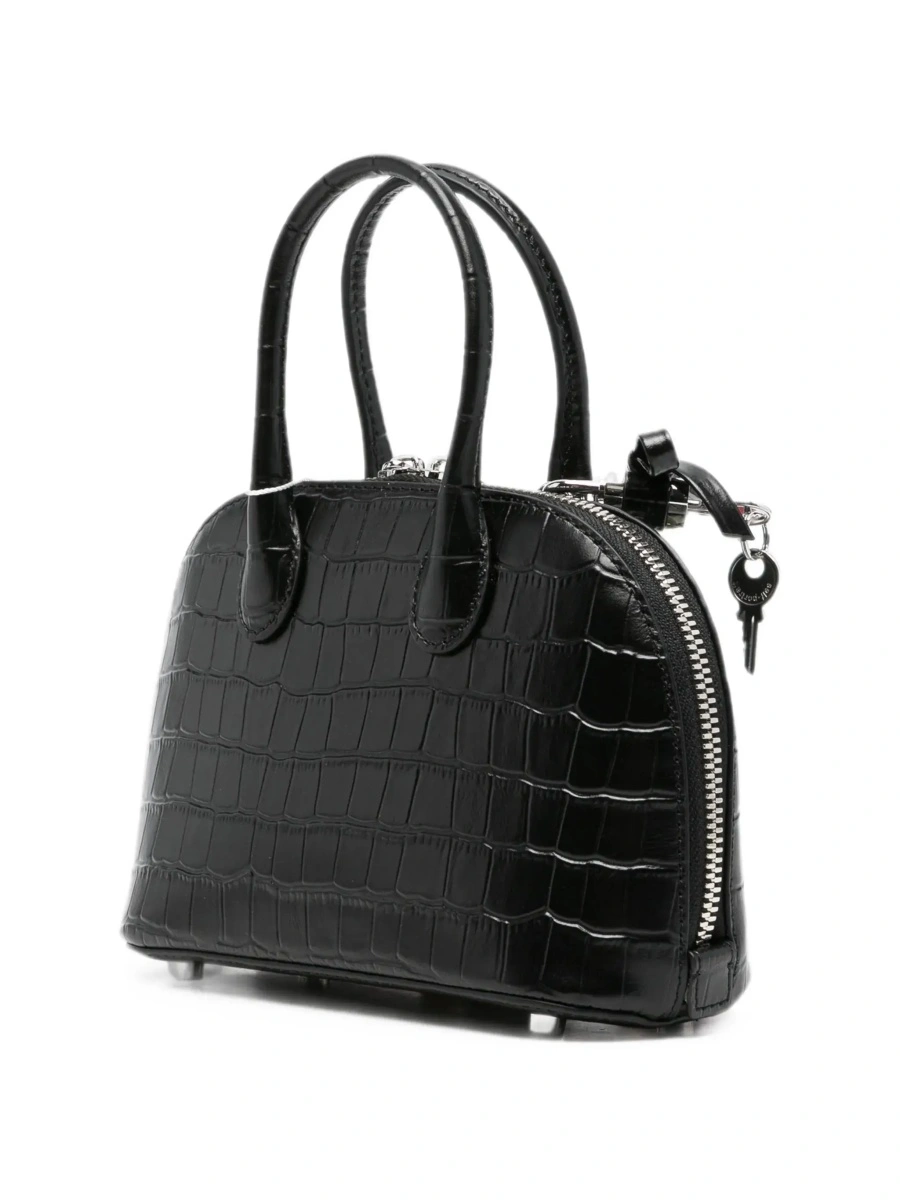 Genti Brown Mini Bag with Adjustable and Removable Shoulder Strap and Charm on the Front in Leather for Women - Img 5