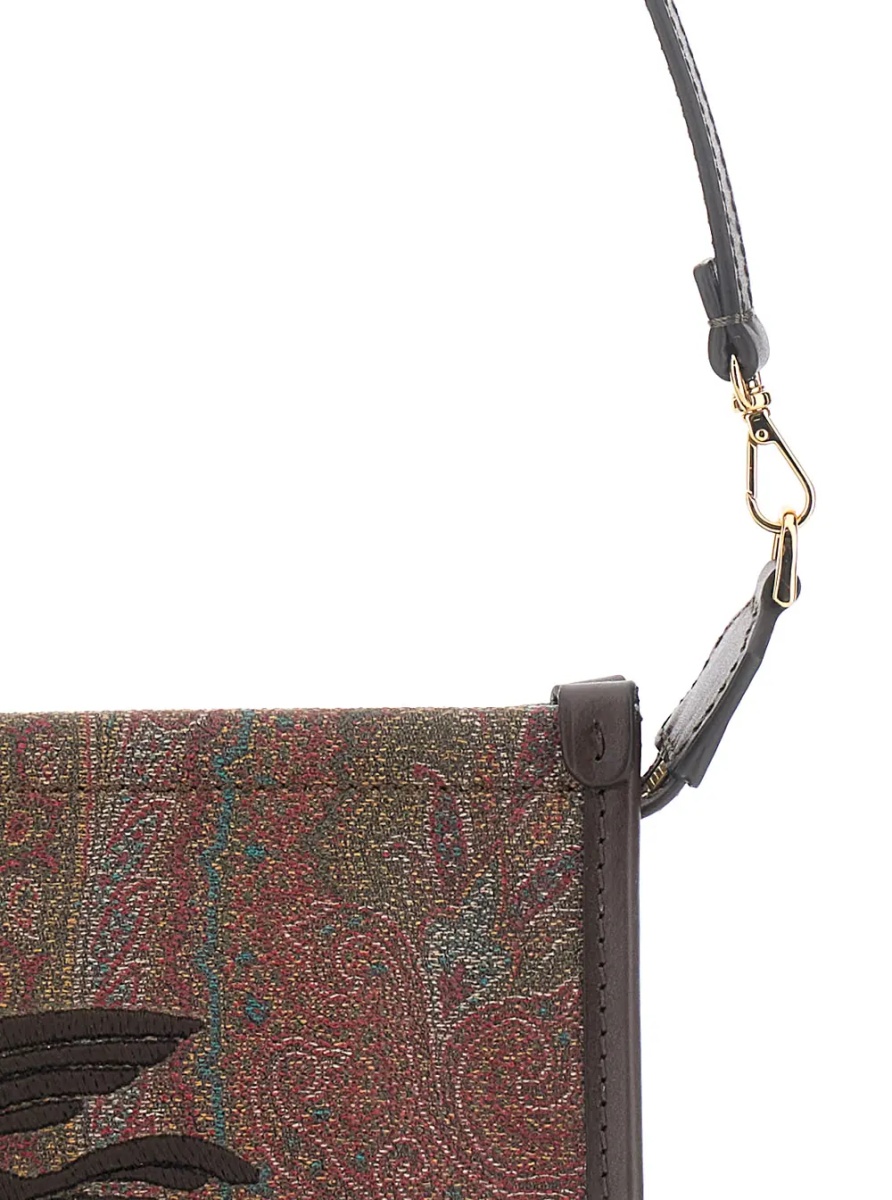 Genti Clutch 'Arnica' with Embroidered Logo on the Front and All-Over Pattern in Cotton Blend Brown Women - Img 3