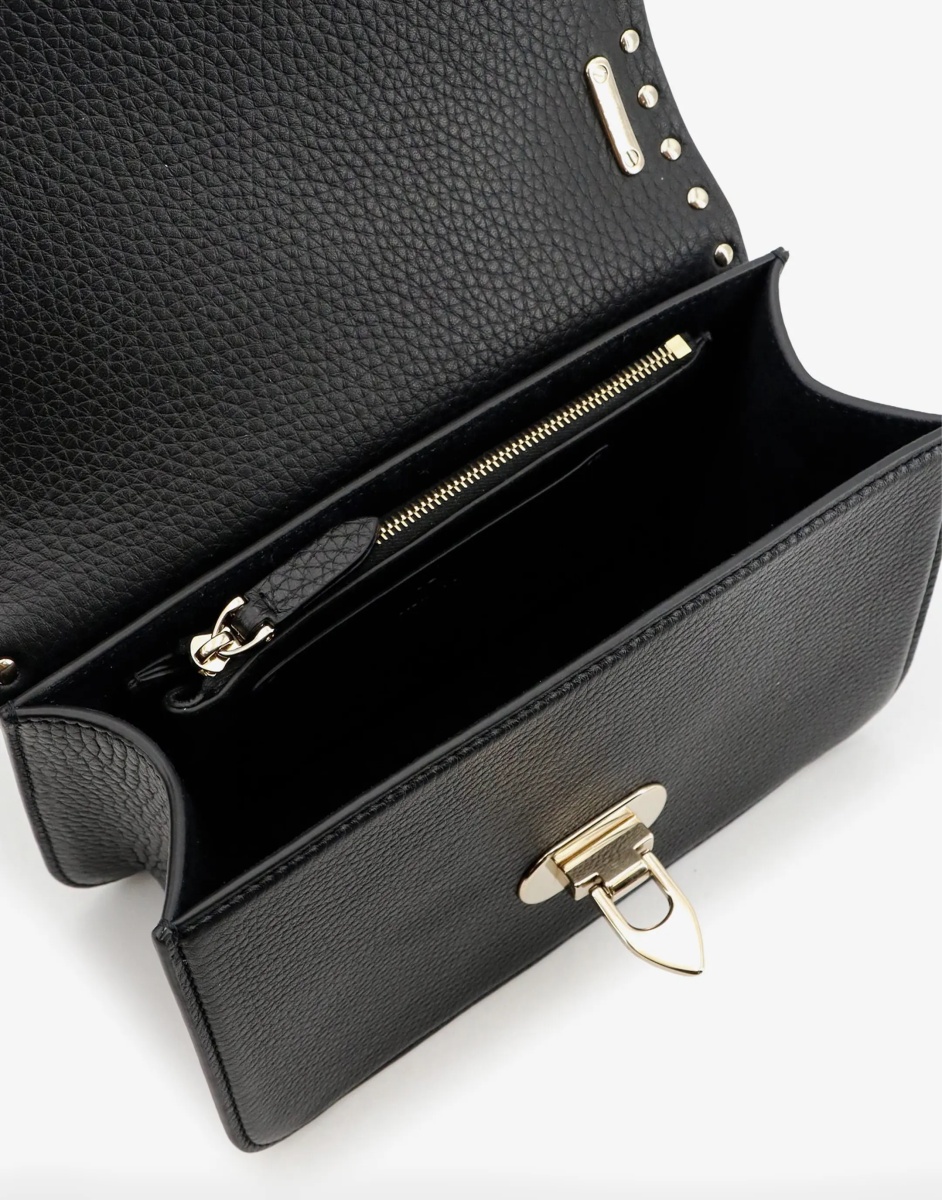 Genti Grained Calfskin Small Rockstud Crossbody Bag - Img 4
