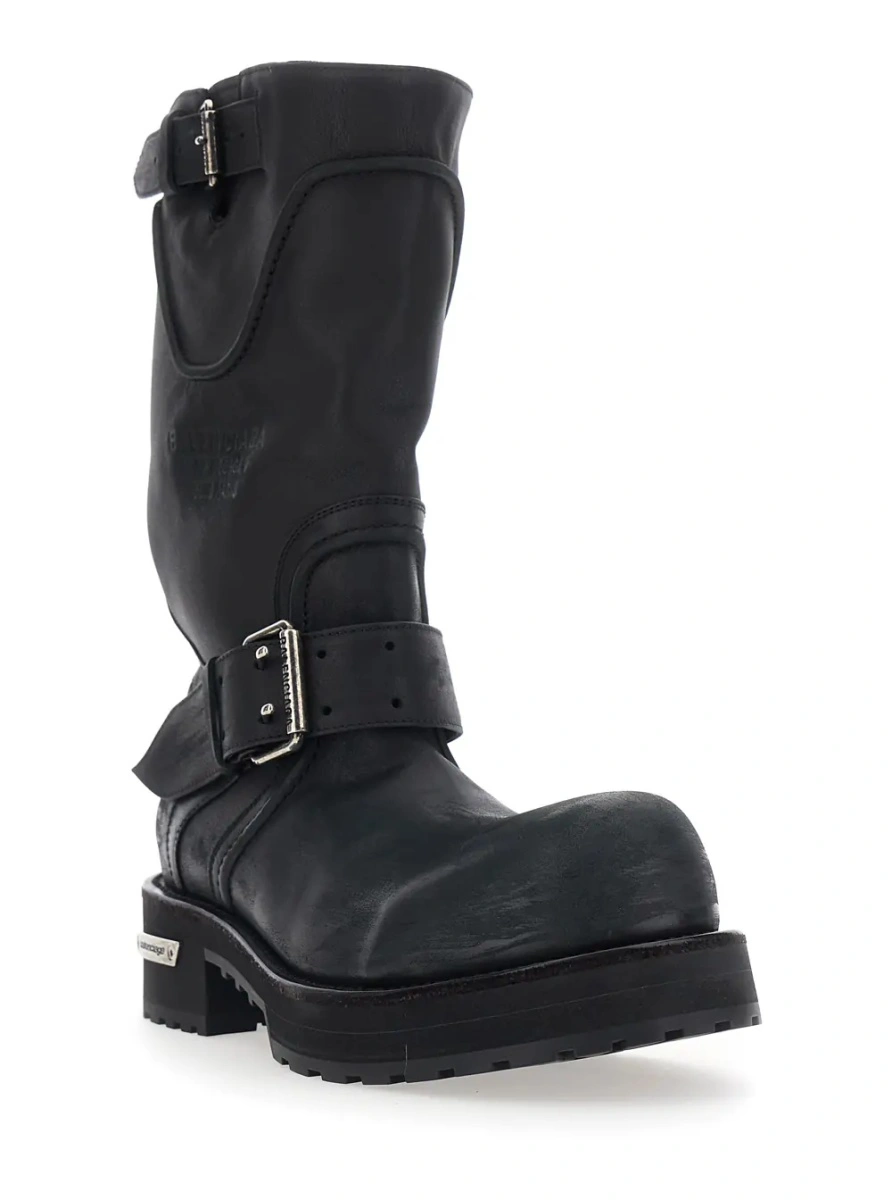 Ghete Balenciaga negre din piele - Img 2
