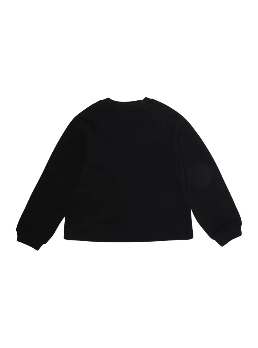 Hanorace Black Crewneck Sweatshirt with Logo lettering on the Front in Cotton Girl - Img 2