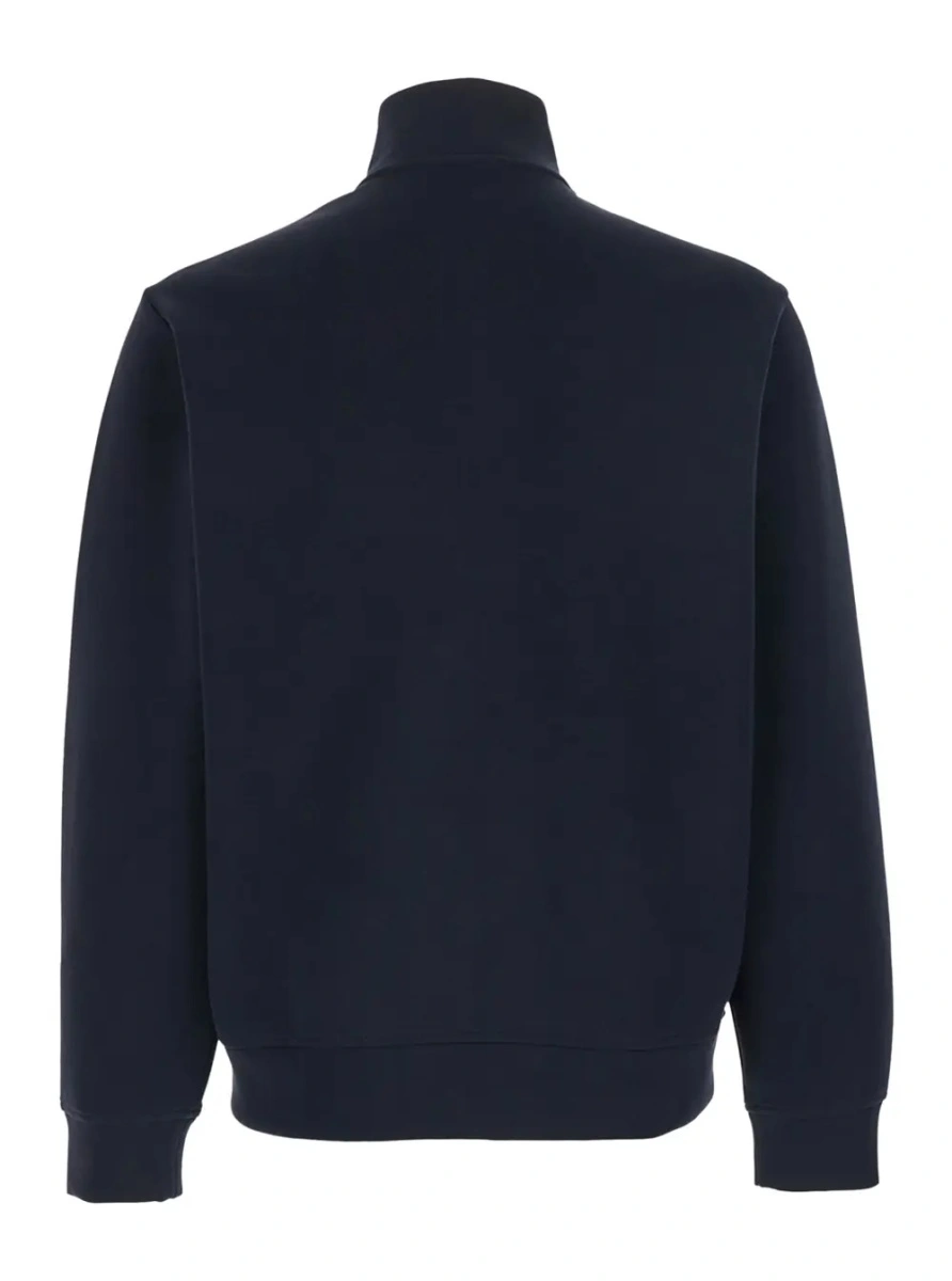 Hanorace Blue High Neck Sweatshirt with Logo Embroidery on the Front and Zip Closure on the Front in Cotton Blend for Men - Img 2