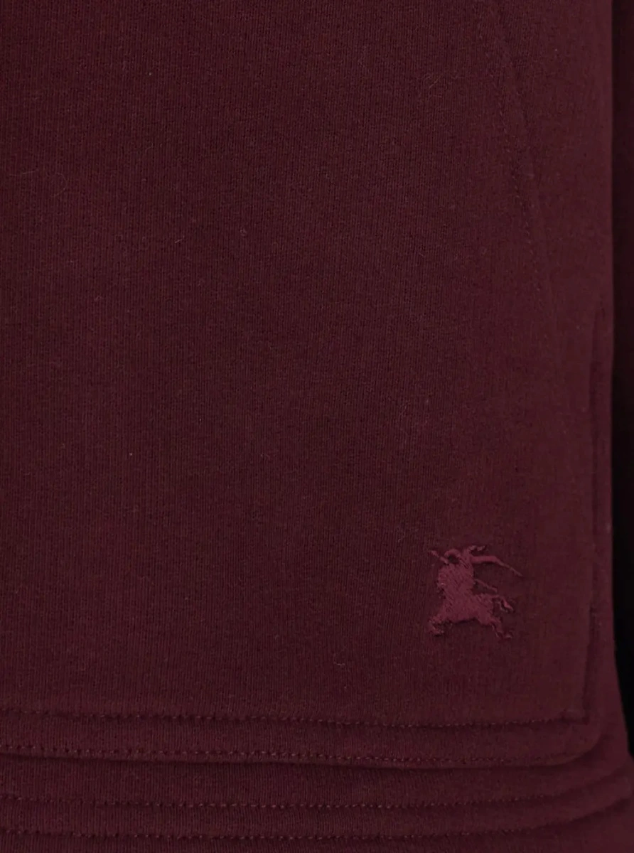 Hanorace 'Harper' Bordeaux sweatshirt with EKD Embroidery on the Front and Check Motif on the Sleeves in Cotton for Women - Img 3