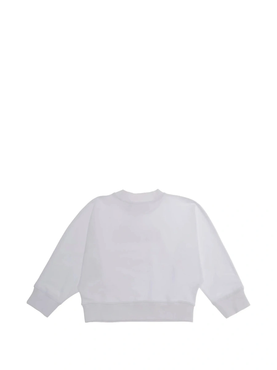 Hanorace White Crewneck Sweatshirt with Logo Lettering in Cotton Stretch Girls - Img 4