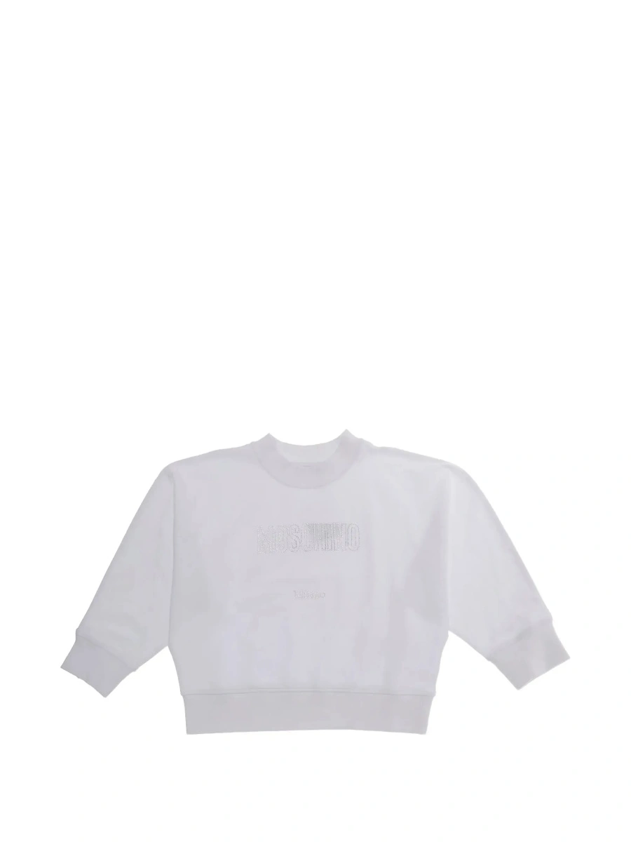 Hanorace White Crewneck Sweatshirt with Logo Lettering in Cotton Stretch Girls - Img 6