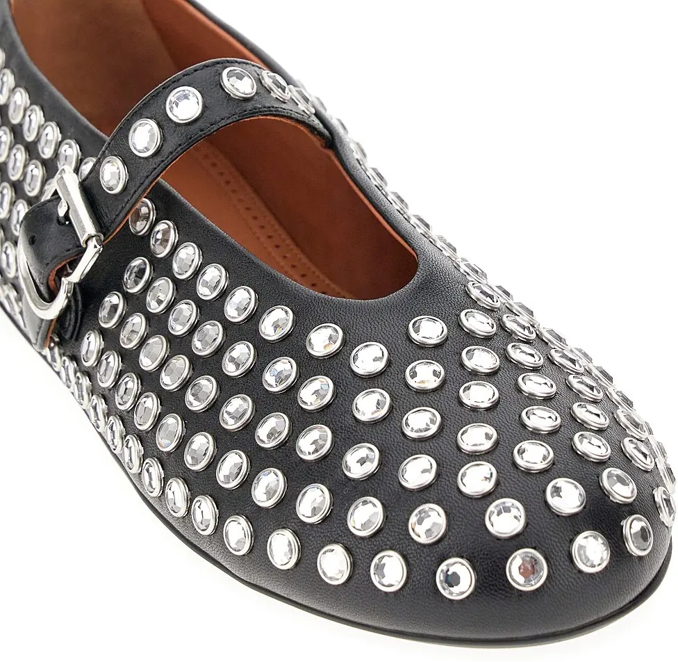 Incaltaminte Strass-embellished leather ballerinas - Img 2