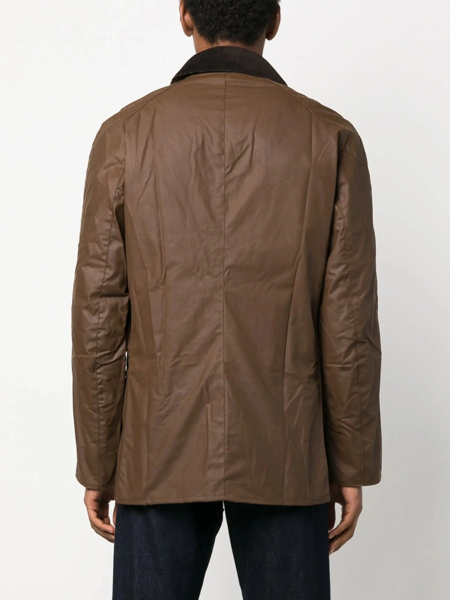 Jacheta 'Ashby' brown Jacket with classic collar and side pockets in waxed cotton for men - Img 7