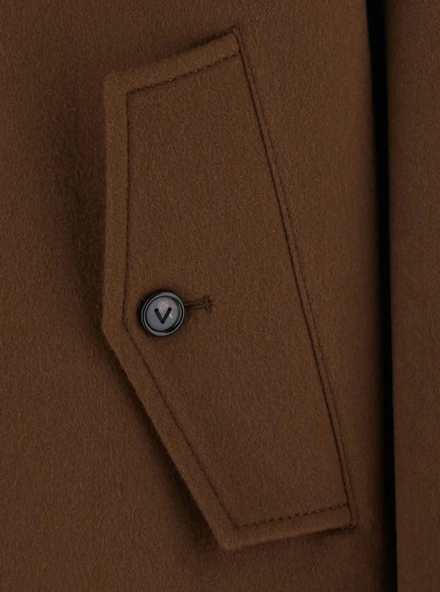Jacheta Brown High-neck jacket with buttons and two flap pockets on the front in wool and cashmere for men - Img 3