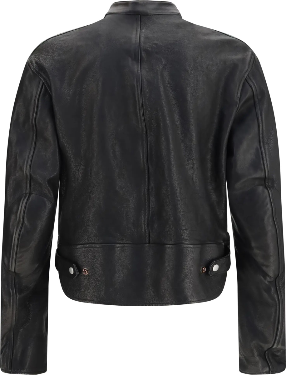Jacheta Buffalo leather Bomber with Web trim - Img 2