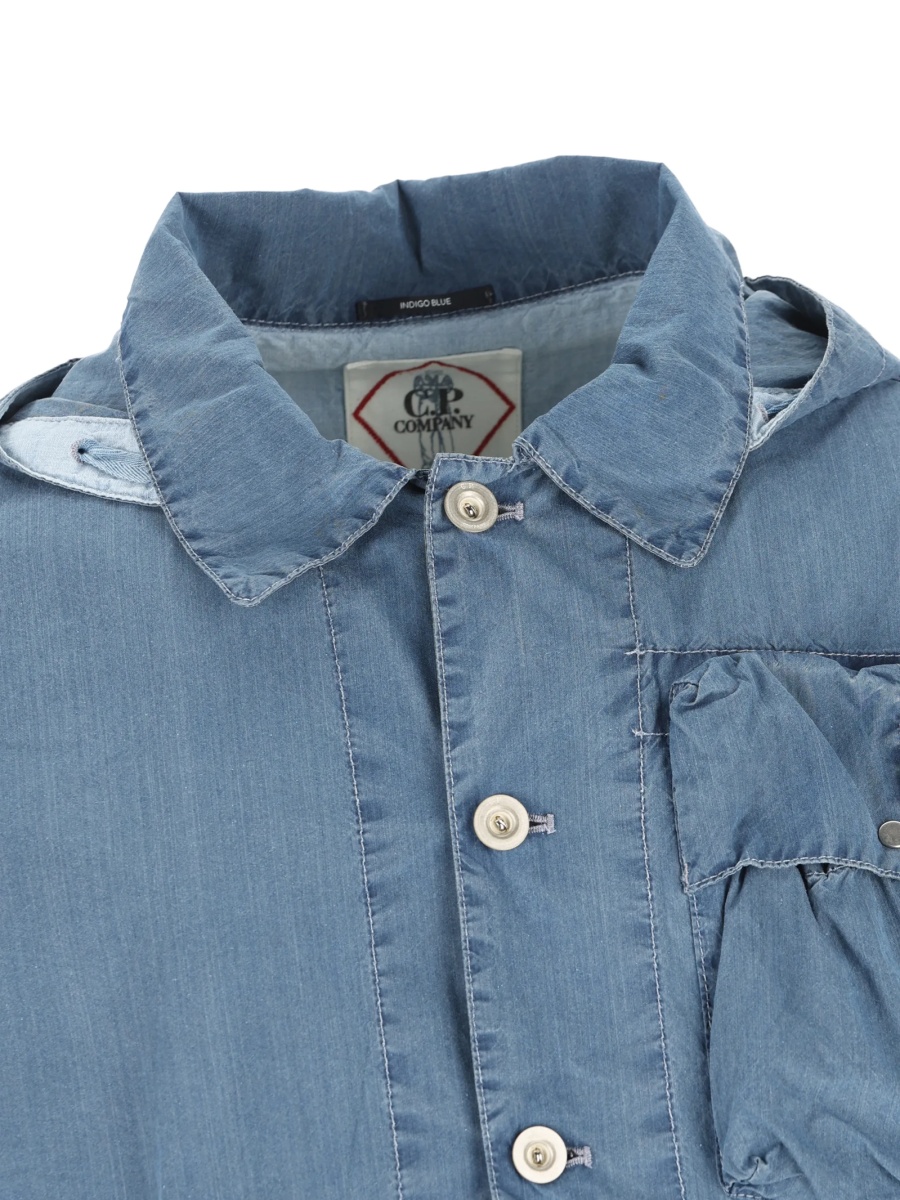 Jacheta C.P. Company albastra din poliamida si bumbac - Img 4