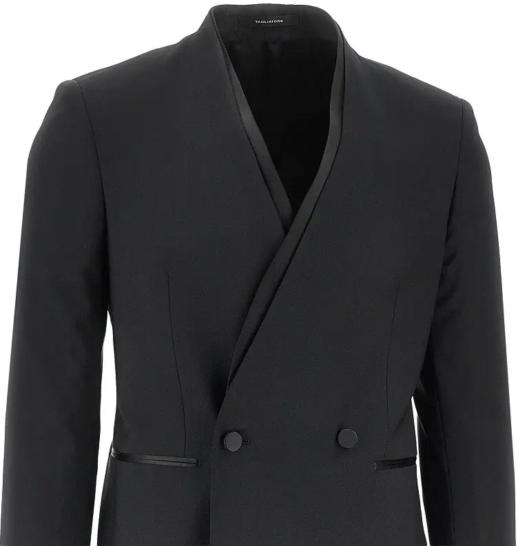Jacheta Collarless double-breasted tuxedo jacket - Img 2