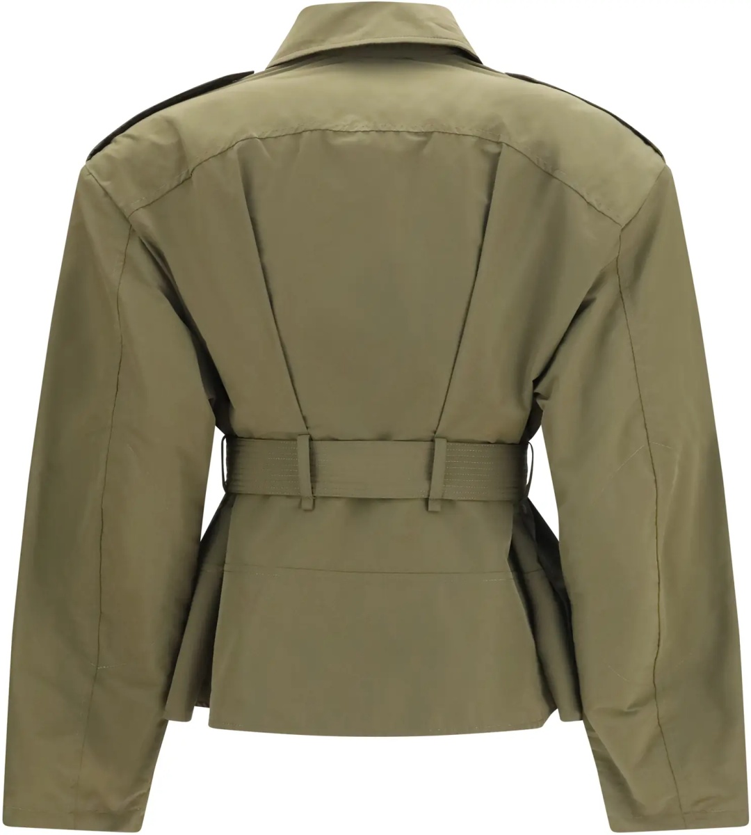 Jacheta Cropped belted high-neck Jacket - Img 2