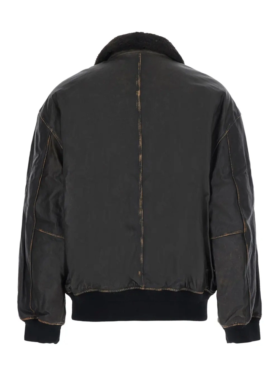 Jacheta DUNST neagra din piele si shearling - Img 2