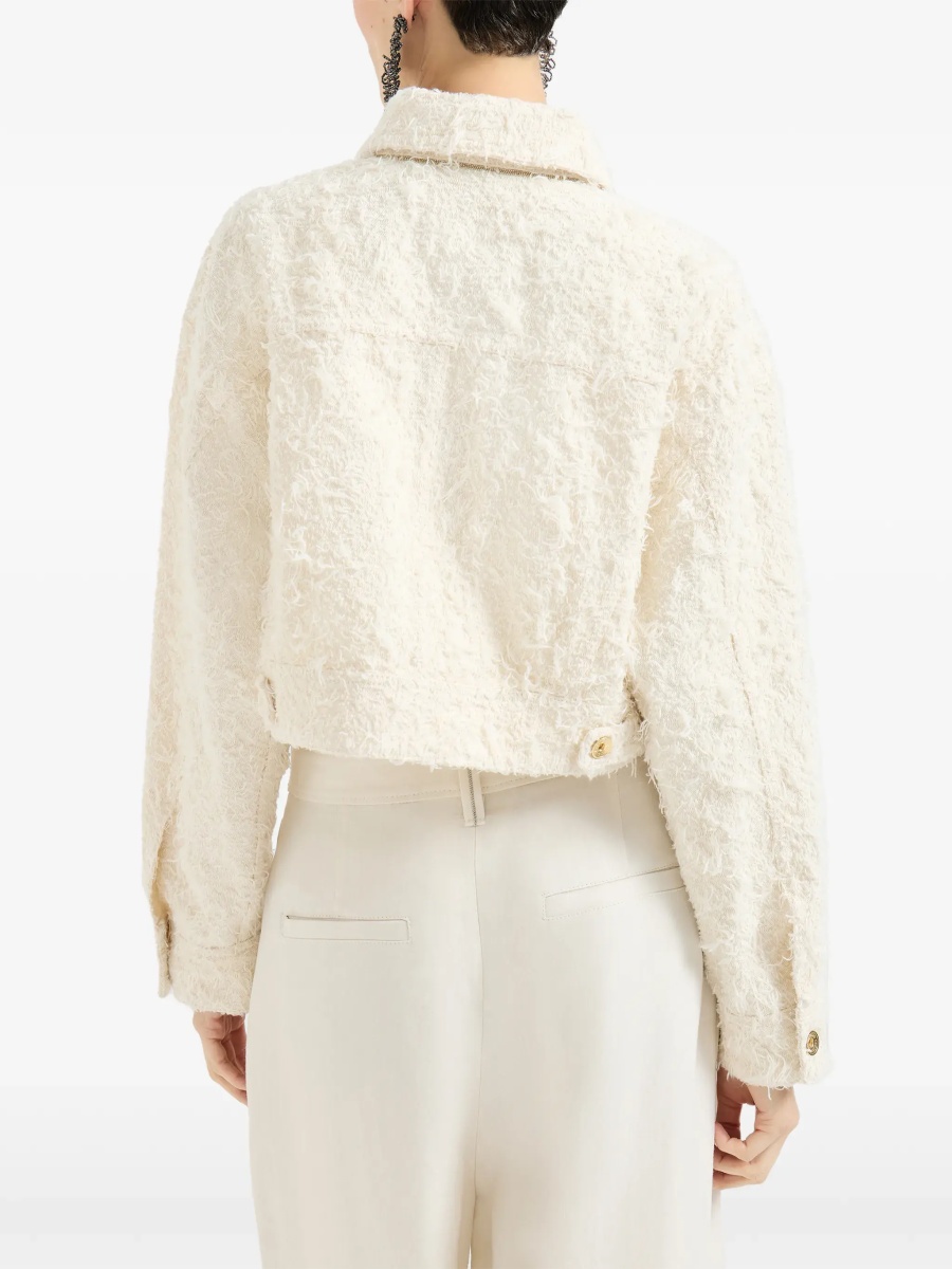Jacheta Fuzzy dyed denim outerwear Jacket with monili - Img 6