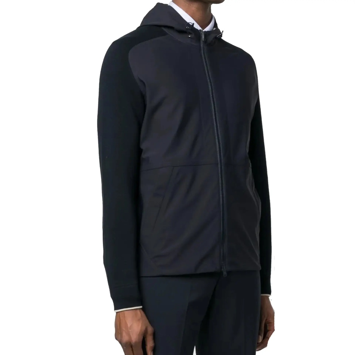 Jacheta Herno Knit-Sleeve Hooded Jacket - Img 2