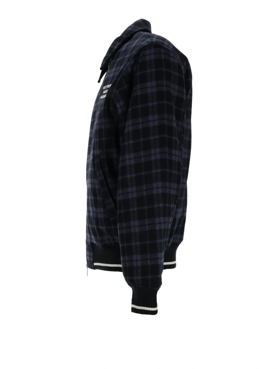 Jacheta NAVY Check Flannel Jacket With Slogan - Img 2