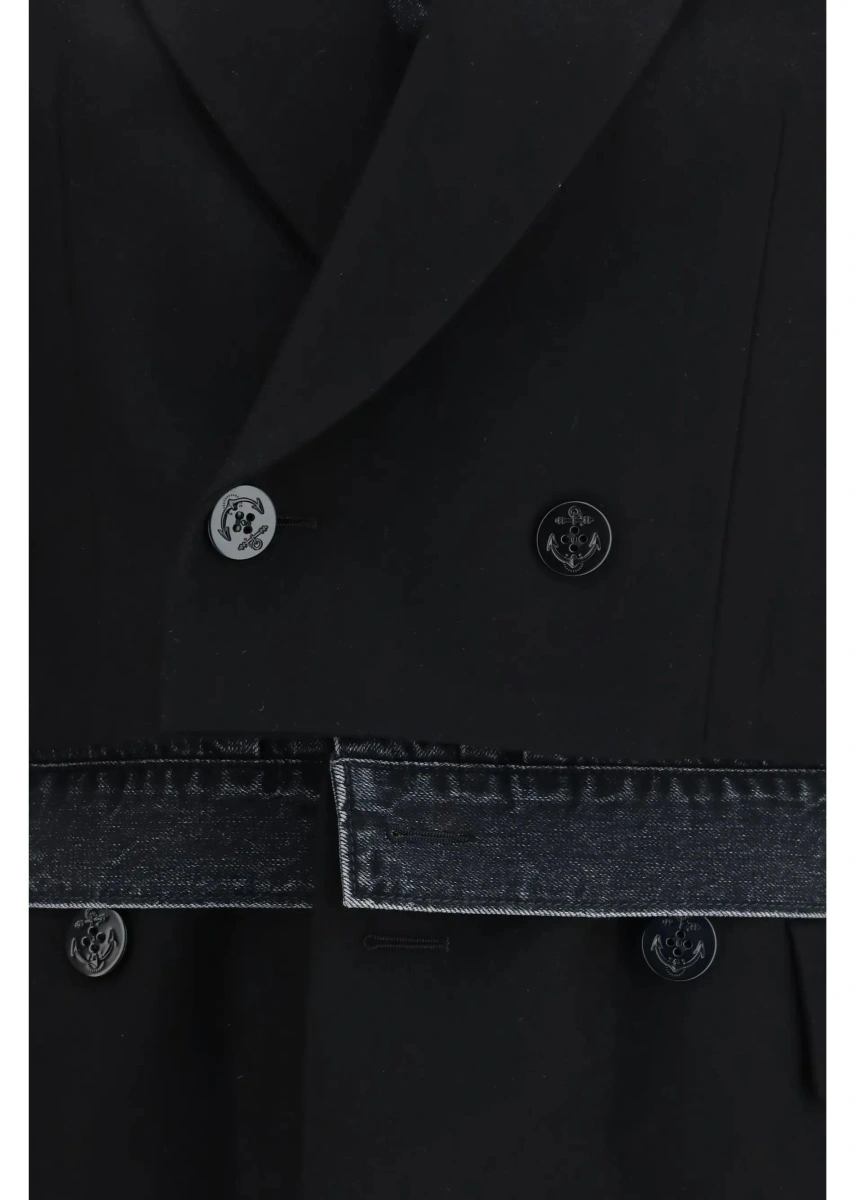 Jacheta Sacai neagra din lana si denim - Img 3