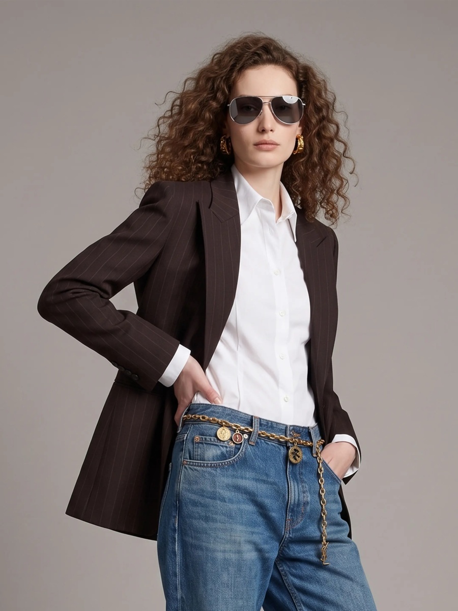 Jacheta Single-Breasted Jacket In Chalk Mélange Wool - Img 2