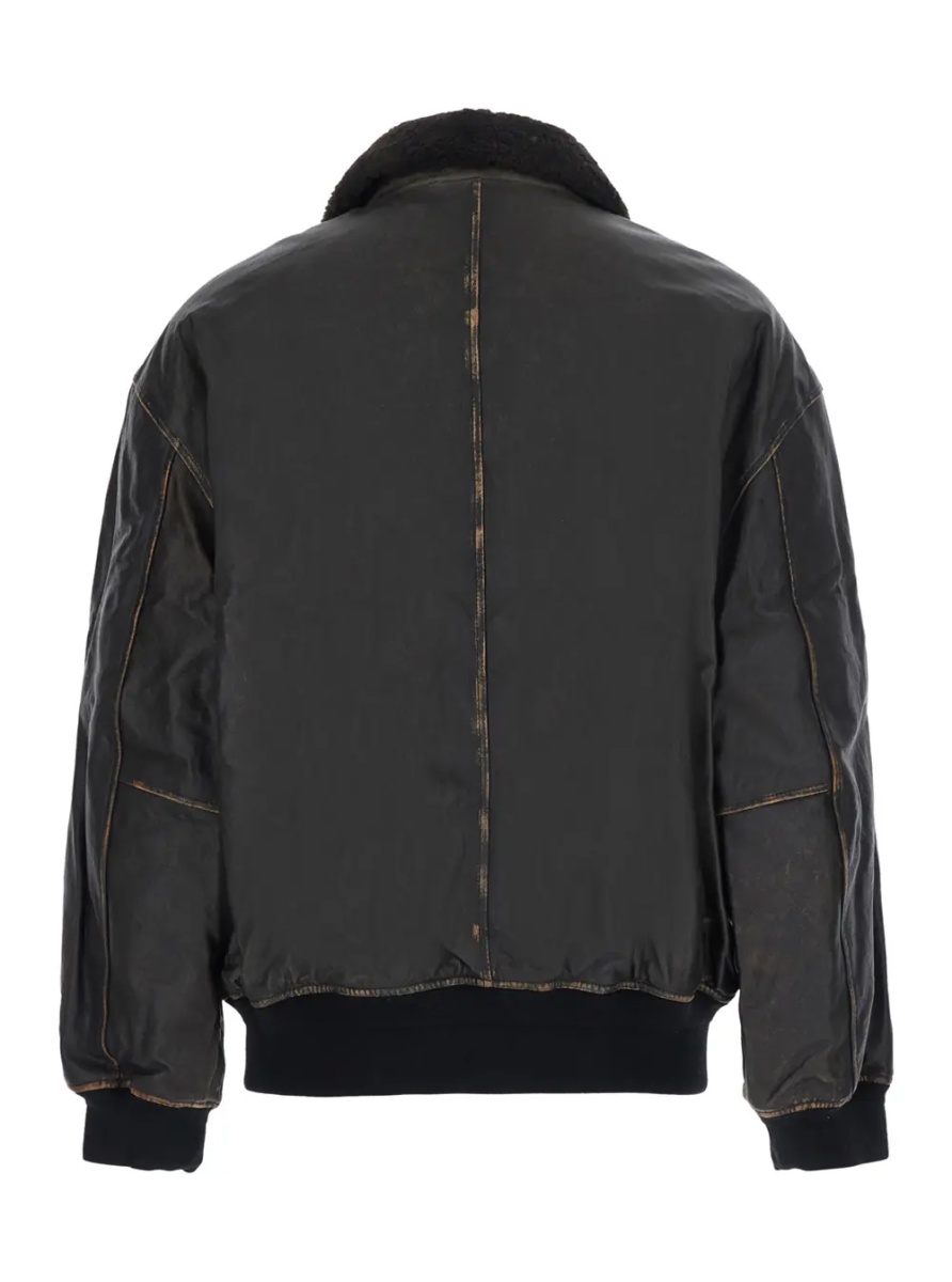 Jacheta UNISEX DETACHABLE A-2 LEATHER BLOUSON with collar and long sleeves in Black Leather Unisex - Img 2