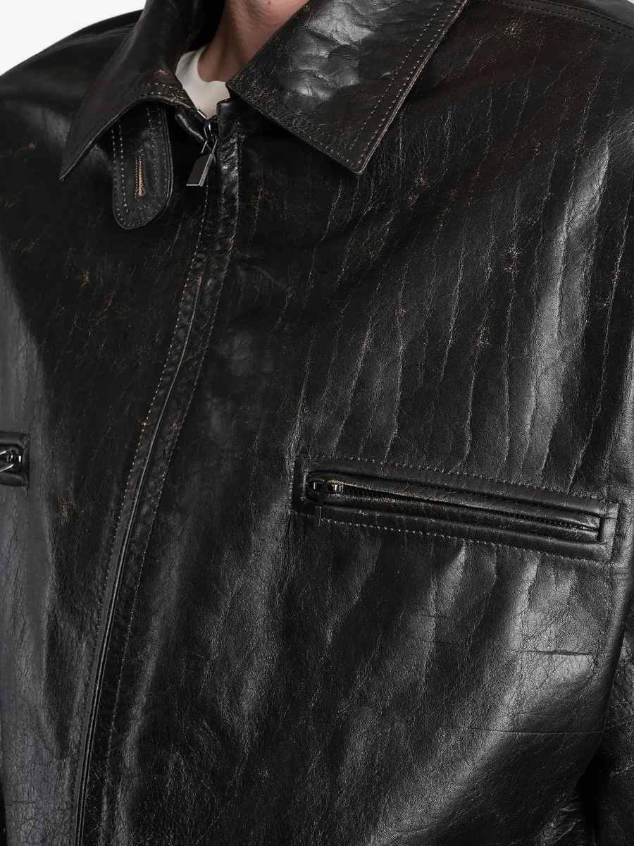 Jacheta Vintage leather Jacket with drawstring - Img 7