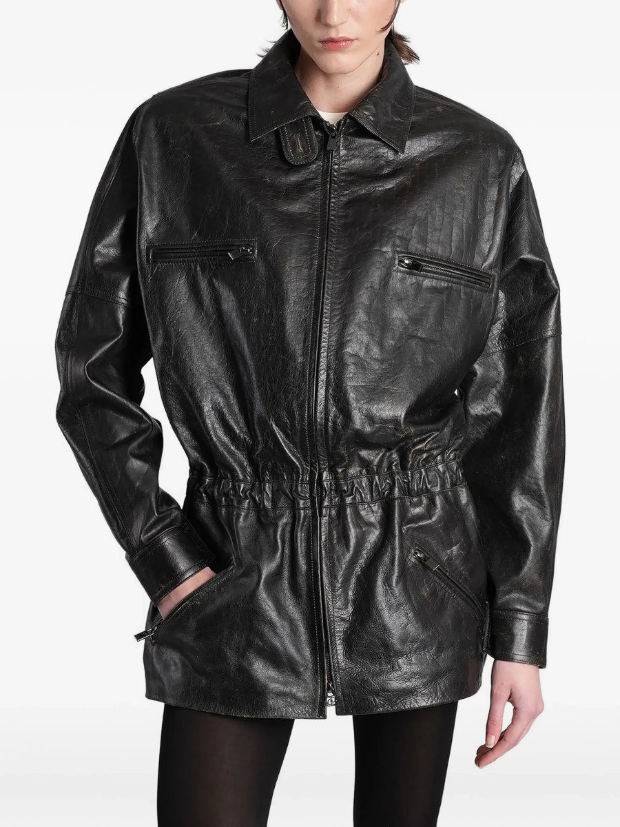 Jacheta Vintage leather Jacket with drawstring - Img 8