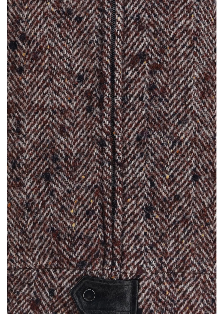Jacheta Virgin wool blend Jacket with leather sleeves - Img 3